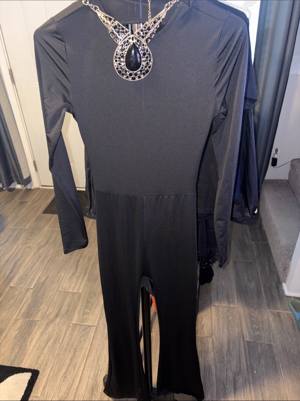 SHEIN Black Long-Sleeve Flare Jumpsuit Small